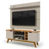 Rack com Painel Para TV 65 Polegadas 160cm Prism 1.6 Patrimar Off White/Cinamomo