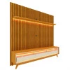 Rack Com Painel Ripado 3D TV 75 Polegadas 224cm Requinte Pés Madeira Gelius Naturale/Off White
