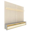 Rack Com Painel Ripado 3D TV 75 Polegadas 224cm Requinte Rodízios Gelius Cinza/Off White