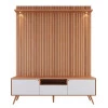 Rack Com Painel 183cm Para TV 70 Polegadas River 1.83 Lukaliam Off White/Jequitiba Ripado 3D