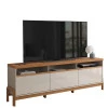 Rack Bancada Sala 190cm Para TV 75 Polegadas Elegance 1.90 Lukaliam Off White/Jequitiba