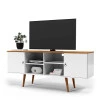Rack Retrô Para TV 65 Polegadas 160cm Estrela Patrimar Branco/Cumaru