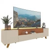 Rack Para TV Até 85 Polegadas Com LED 230cm Pés Madeira Infinity Gelius Off White/Terracota