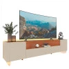 Rack Para TV Até 85 Polegadas Com LED 230cm Pés de Vidro Infinity Gelius Off White/Terracota