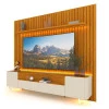 Rack Infinity Pés Vidro Com Painel Ripado Nobre TV 85 Pol 230x250 Gelius Naturale/Off White
