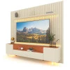 Rack Infinity Pés Vidro Com Painel Ripado Nobre TV 85 Pol 230x250 Gelius Off White/Terracota
