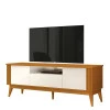 Rack Para Sala Ripado 1.8 Para TV 75 Pol Brunt EAX Móveis Cedro/Off White