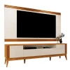 Rack Com Painel Ripado Para TV 75 Polegadas Brunt 220cm EAX Móveis Cedro/Off White