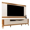 Rack Com Painel Ripado Para TV 75 Polegadas Brunt 220cm EAX Móveis Off White/Cedro
