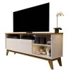 Rack Bancada Para TV Até 50 Pol Nevada 1.36 Lukaliam Off White/Canela