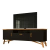 Rack Retro 180cm Para Sala TV 75 Polegadas Soggiorno EAX Móveis Preto/Cedro