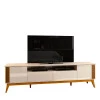 Rack Para Sala Ripado 220cm Para TV 75 Polegadas Brunt EAX Móveis Off White/Cedro