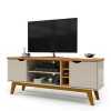 Rack Para TV Sala 65 Polegadas 160cm Prism 1.6 Patrimar Off White/Cinamomo