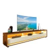 Rack Com LED Pra TV 75 Polegadas 212cm Requinte Rodízios Gelius Castanho/Off White