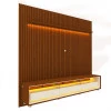 Rack Requinte Pés Rodízios com Painel Ripado Nobre 230cm LED TV 85 Polegadas Gelius Castanho/Off White