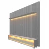 Rack Requinte Pés Rodízios com Painel Ripado Nobre 230cm LED TV 85 Polegadas Gelius Cinza/Off White