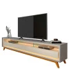 Rack Com LED Pra TV 75 Polegadas 212cm Requinte Pés Madeira Gelius Cinza/Off White