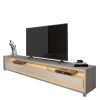 Rack Com LED Pra TV 75 Polegadas 212cm Requinte Rodízios Gelius Cinza/Off White