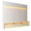 Rack Requinte Pés Rodízios com Painel Ripado Nobre 230cm LED TV 85 Polegadas Gelius Branco