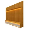 Rack Requinte Pés Rodízios com Painel Ripado Nobre 230cm LED TV 85 Polegadas Gelius Naturale/Off White
