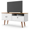 Rack Retrô Para TV 46 Polegadas 137cm Topázio Patrimar Branco/Cumaru