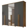 Guarda Roupa Casal 263cm 6 Portas Com Espelho Amsterdã RV Móveis Cinamomo/Grafite