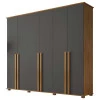 Guarda Roupa Casal 6 Portas 263cm Com Pés Amsterdã RV Móveis Cinamomo/Grafite