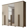 Guarda Roupa Casal 263cm 6 Portas Com Espelho Amsterdã RV Móveis Freijo/Off White