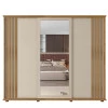 Guarda Roupa Casal Portas de Correr 271cm com Espelho Espanha RV Móveis Cinamomo Ripado/Off White