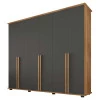 Guarda Roupa Casal 271cm 6 Portas 5 Gavetas Estrela RV Móveis Cinamomo/Grafite