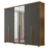 Guarda Roupa 6 Portas com Espelho 271cm Estrela RV Móveis Cinamomo/Grafite