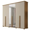 Guarda Roupa 6 Portas com Espelho 271cm Estrela RV Móveis Cinamomo/Off White