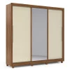 Guarda Roupa Casal Grande Espelhado 3 Portas Imperial Gelius Nogueira/Off White
