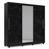 Guarda Roupa Casal Grande Espelhado 3 Portas Imperial Gelius Preto/Nero