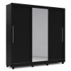 Guarda Roupa Casal Grande Espelhado 3 Portas Imperial Gelius Preto