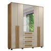 Guarda Roupa 190cm 5 Portas Com Espelho Las Vegas RV Móveis Cinamomo/Off White