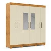 Guarda Roupa 6 Portas Com Espelho 3 Gavetas 200cm Madri Gelius Madeirado/Off White
