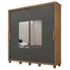 Guarda Roupa Casal 228cm Portas Correr Com Espelho Monte Carlo RV Móveis Cinamomo/Grafite