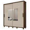 Guarda Roupa Casal 228cm Portas Correr Com Espelho Monte Carlo RV Móveis Freijo/Off White
