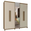 Guarda Roupa Com Espelho 5 Portas 228cm Munique RV Móveis Cinamomo/Off White