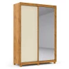 Guarda Roupa Pequeno Solteiro 149x226 com 2 Portas 1 Porta Espelho e Pés Royale Gelius Madeirado/Off White