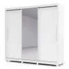 Guarda Roupa Grande Casal 3 Portas Correr 1 Porta de Espelho e Pés 228x226 Royale Gelius Branco