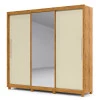 Guarda Roupa Grande Casal 3 Portas Correr 1 Porta de Espelho e Pés 228x226 Royale Gelius Madeirado/Off White