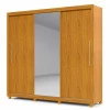 Guarda Roupa Grande Casal 3 Portas Correr 1 Porta de Espelho e Pés 228x226 Royale Gelius Naturale