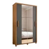 Guarda Roupa 136cm Solteiro 2 Portas Correr Com Espelho Suécia RV Móveis Cinamomo/Grafite