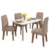 Conjunto Mesa de Jantar Tampo Vidro Com 04 Cadeiras 120x90 Jade RV Móveis Off White/Pena Caramelo