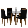 Conjunto Mesa de Jantar Redonda Tampo Vidro Com 04 Cadeiras Turmalina RV Móveis Preto/Preto