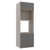 Módulo Torre Micro-Ondas Forno 70cm x 208cm 100% MDF Cozinha Modulada Gold Robel Fendi/Cinza