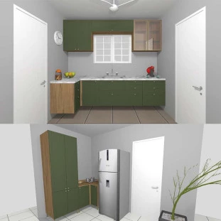Projeto Cozinha Modulada 2 Ambientes Ariane Robel Hanover/Salvia