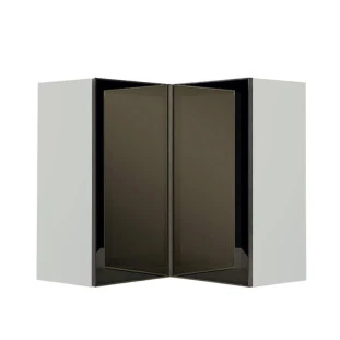 Módulo Armário Aéreo Canto L 88x76x34cm Vidro Reflecta 100% MDF Cozinha Provence Robel Branco